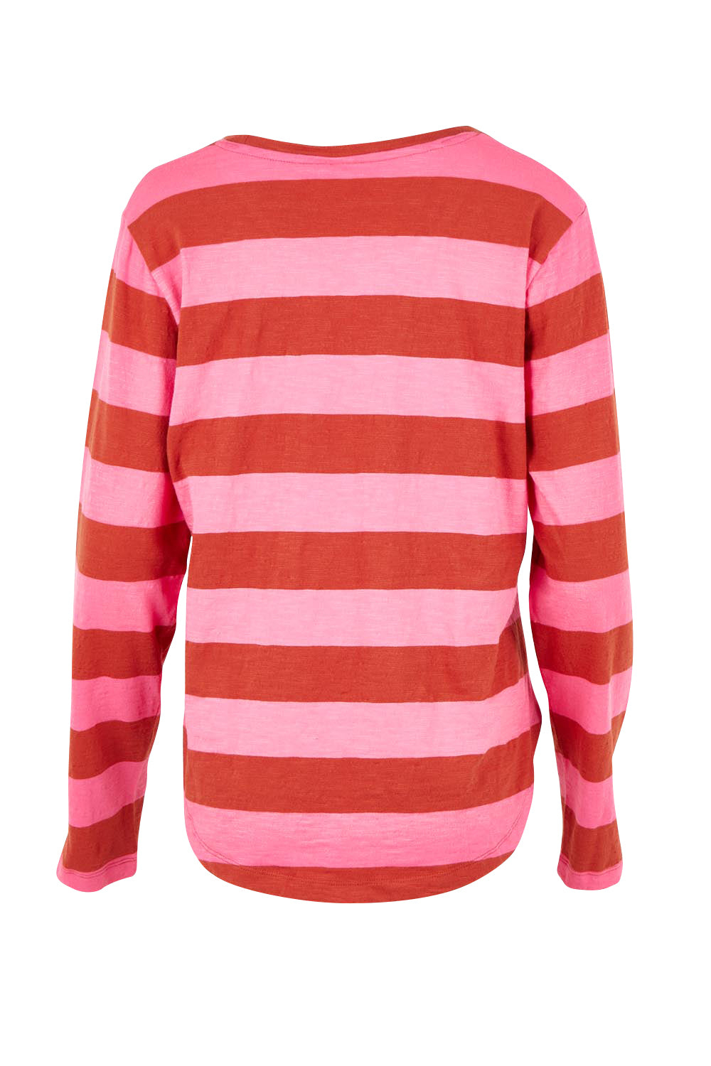 Product shot of the Fundamental Spritz Stripe Ls Tee – Earthpink in colour Earthpink, from the back