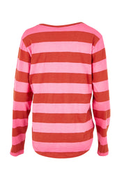 Product shot of the Fundamental Spritz Stripe Ls Tee – Earthpink in colour Earthpink, from the back