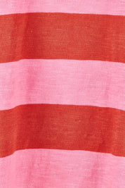 Product shot of the Fundamental Spritz Stripe Ls Tee – Earthpink in colour Earthpink, showing detail