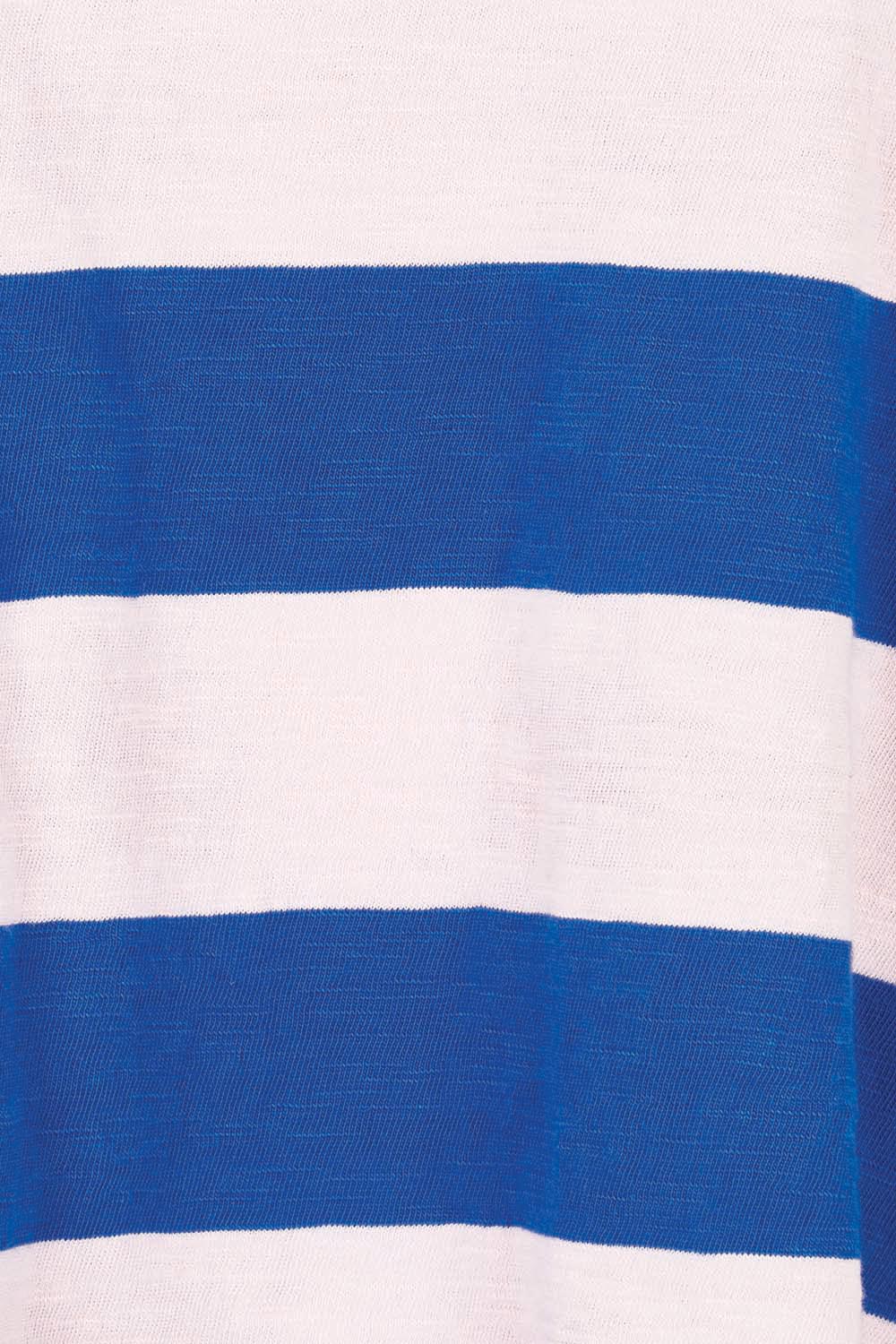 Product shot of the Fundamental Spritz Stripe Cotton Tee in colour Frenchblue (Blue), detail