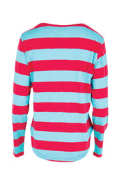 Product shot of the Fundamental Spritz Stripe Cotton Long Sleeve Tee – Seadkpink in colour Seadkpink, from the back