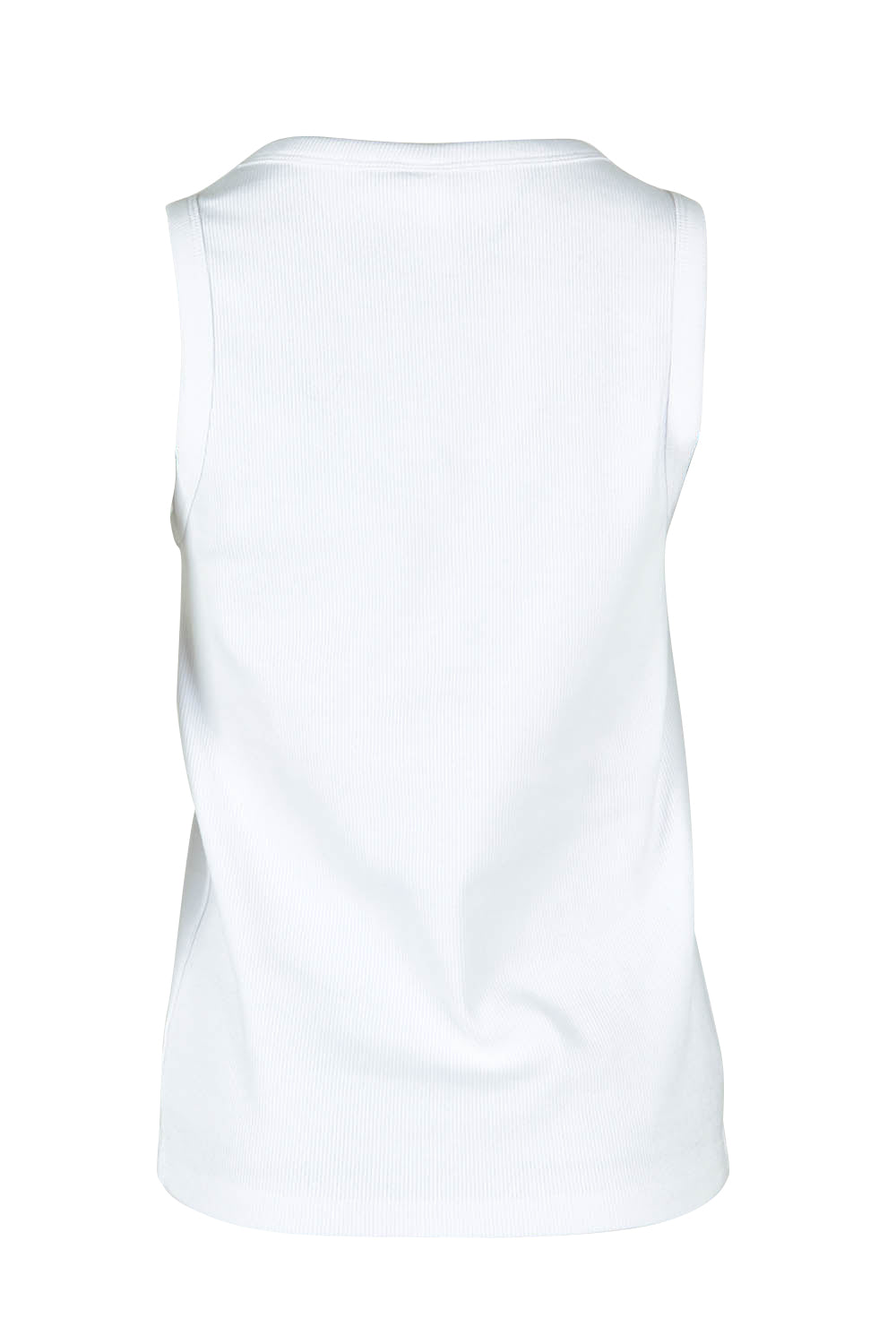 Product shot of the Fundamental Rib Cotton Vee Tank in colour White (White), from the back