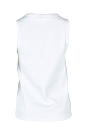 Product shot of the Fundamental Rib Cotton Vee Tank in colour White (White), from the back