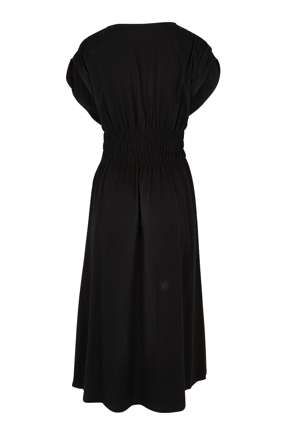 Product shot of the Fundamental Nelle Cotton Midi Dress in colour Black (Black), from the back