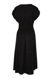 Product shot of the Fundamental Nelle Cotton Midi Dress in colour Black (Black), from the back
