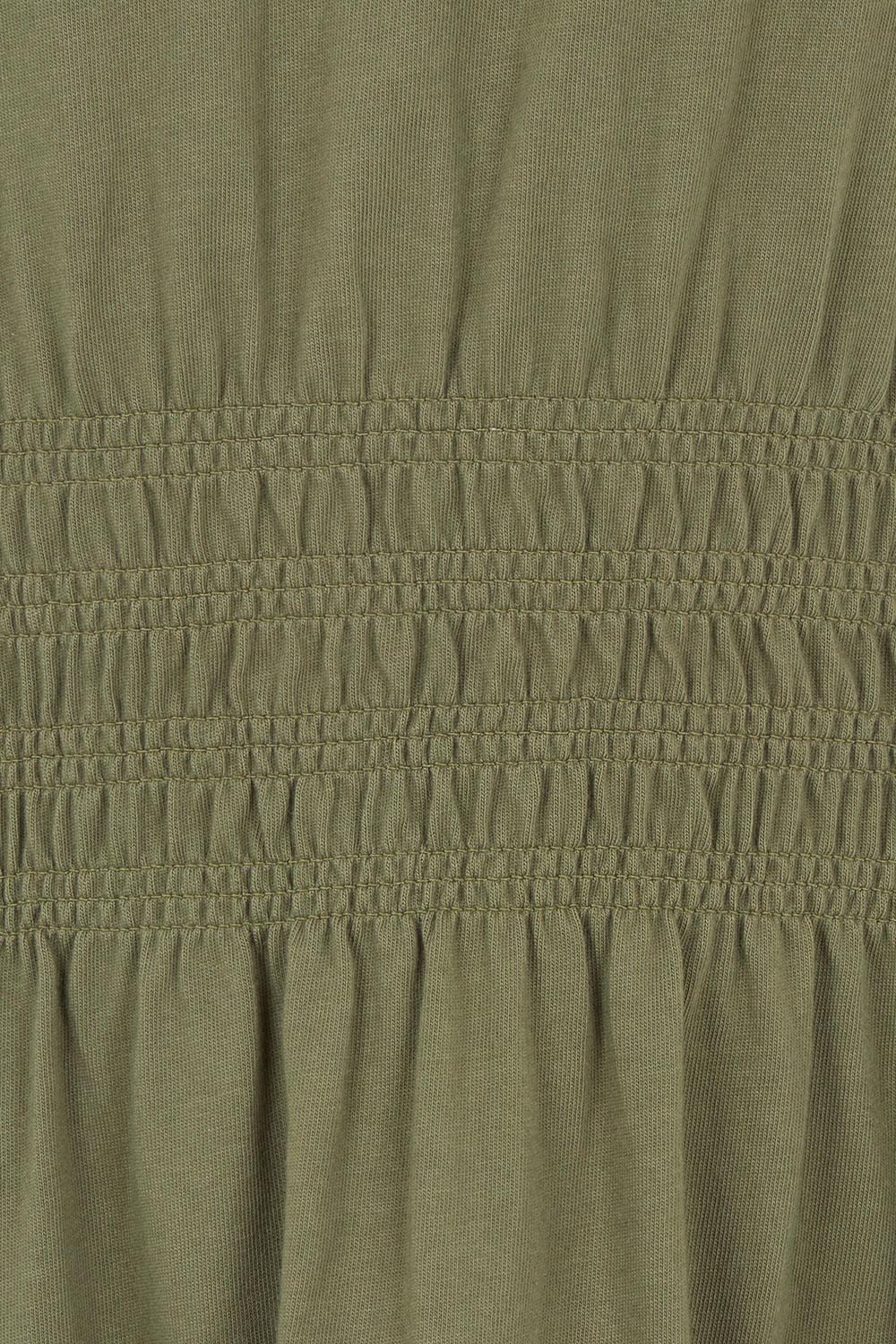Product shot of the Fundamental Nelle Cotton Midi Dress in colour Clover (Green), from the front