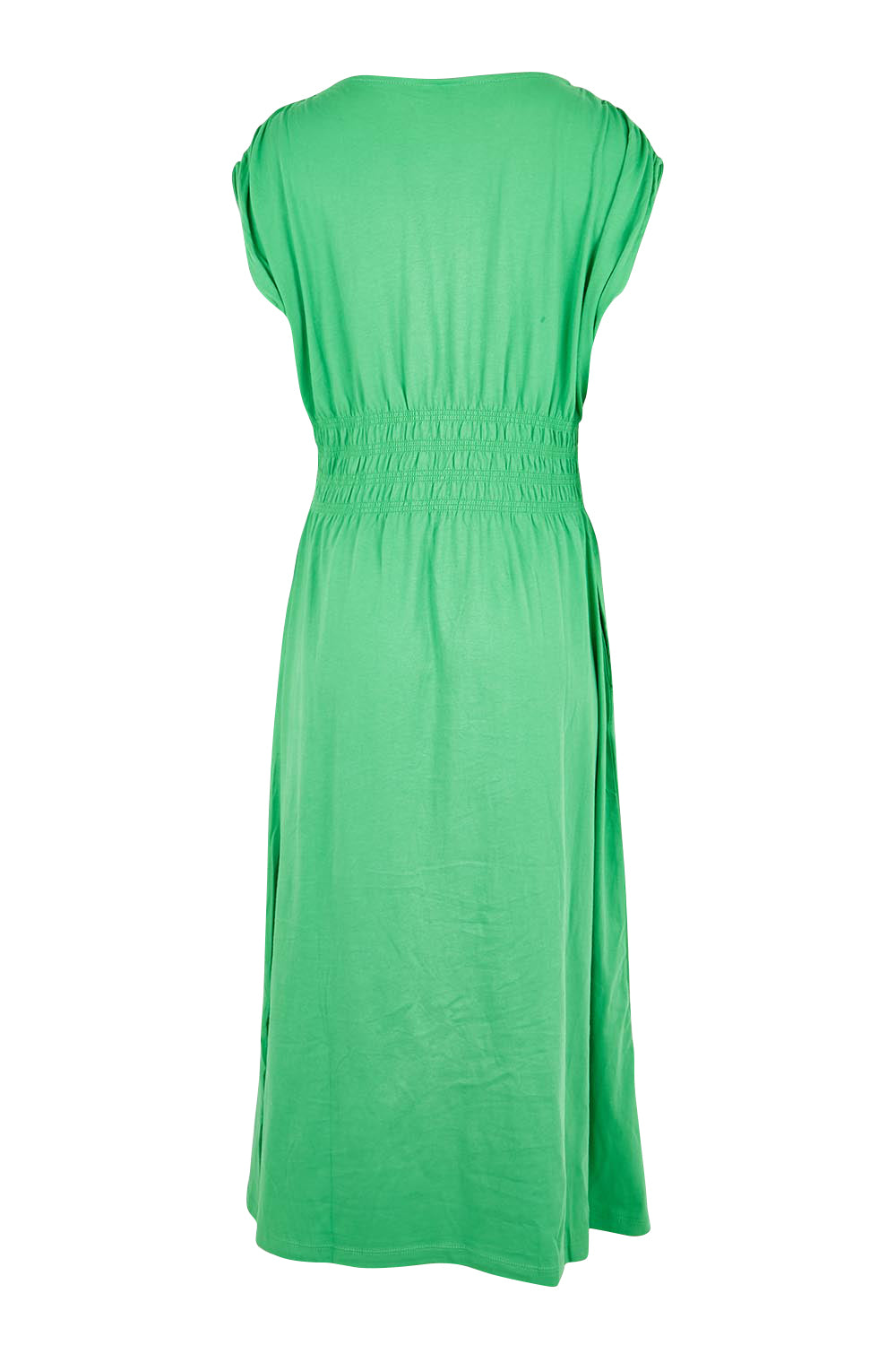 Product shot of the Fundamental Nelle Cotton Midi Dress – Greenbriar in colour Greenbriar, from the back