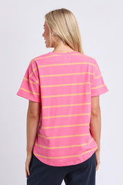 Model Genericm wearing size sample of the Fundamental Halli Cotton Short Sleeve Tee – Pinklemon in colour Pinklemon, from the back