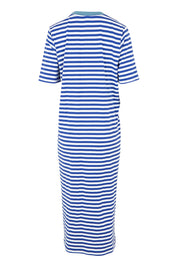 Product shot of the Fundamental Merry Cotton Tee Dress in colour Bluewhite (Blue), from the back