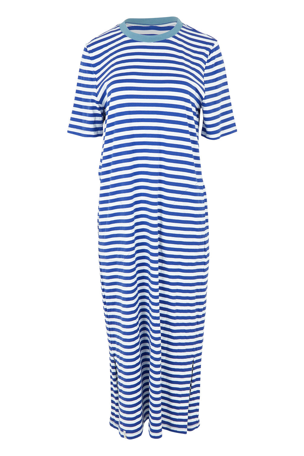 Product shot of the Fundamental Merry Cotton Tee Dress in colour Bluewhite (Blue), from the front