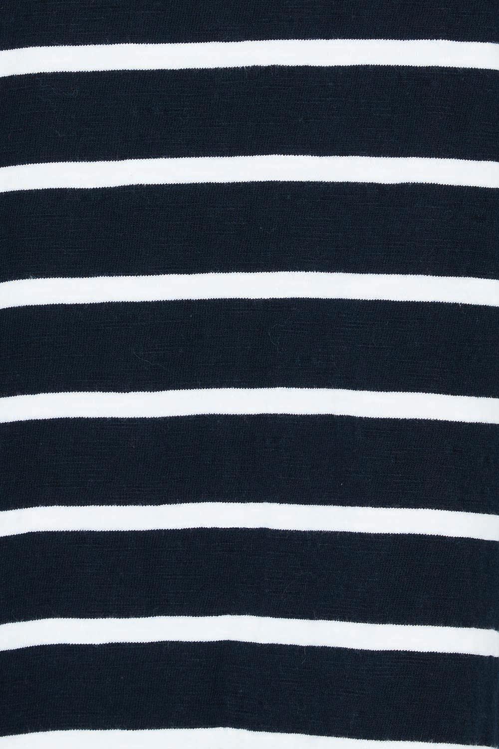 Product shot of the Fundamental Annie 3/4 Slv Stripe CottonTee in colour Navywhtstr (Blue), detail