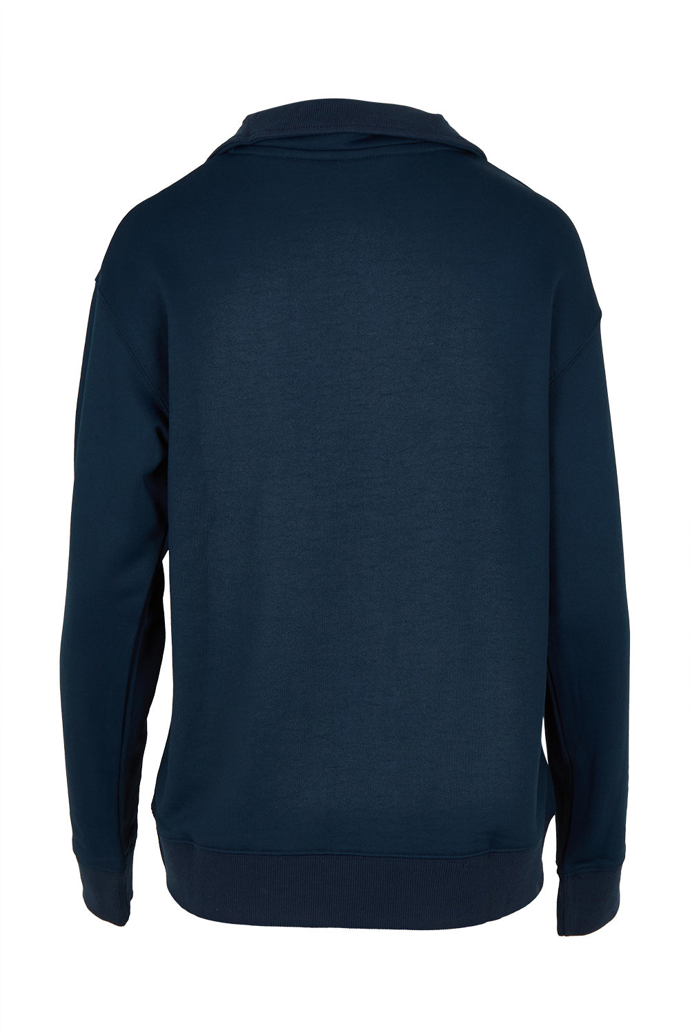 Product shot of the Fundamental Tatum Half Zip Cotton Blend Sweat in colour Navy (Blue), from the back