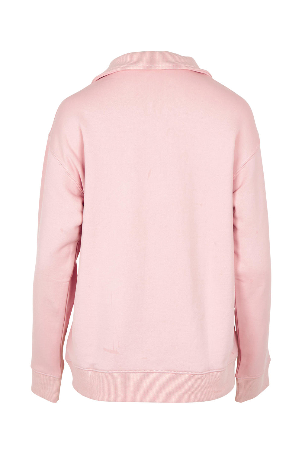Product shot of the Fundamental Tatum Half Zip Cotton Blend Sweat in colour Softpink (Pink), from the back