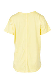 Product shot of the Fundamental Pima Cotton Vee Tee in colour Banana, from the back