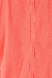 Product shot of the Fundamental Pima Cotton Vee Tee in colour Cayenne (Red), detail