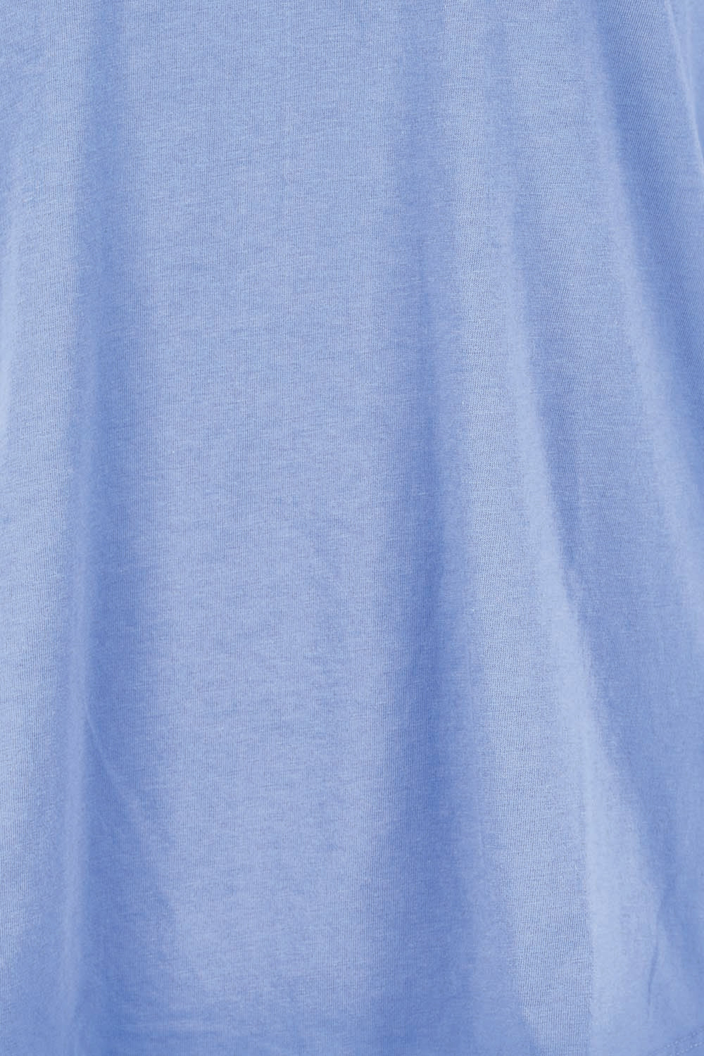Product shot of the Fundamental Pima Cotton Vee Tee – Cornflower in colour Cornflower, showing detail