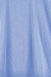 Product shot of the Fundamental Pima Cotton Vee Tee – Cornflower in colour Cornflower, showing detail