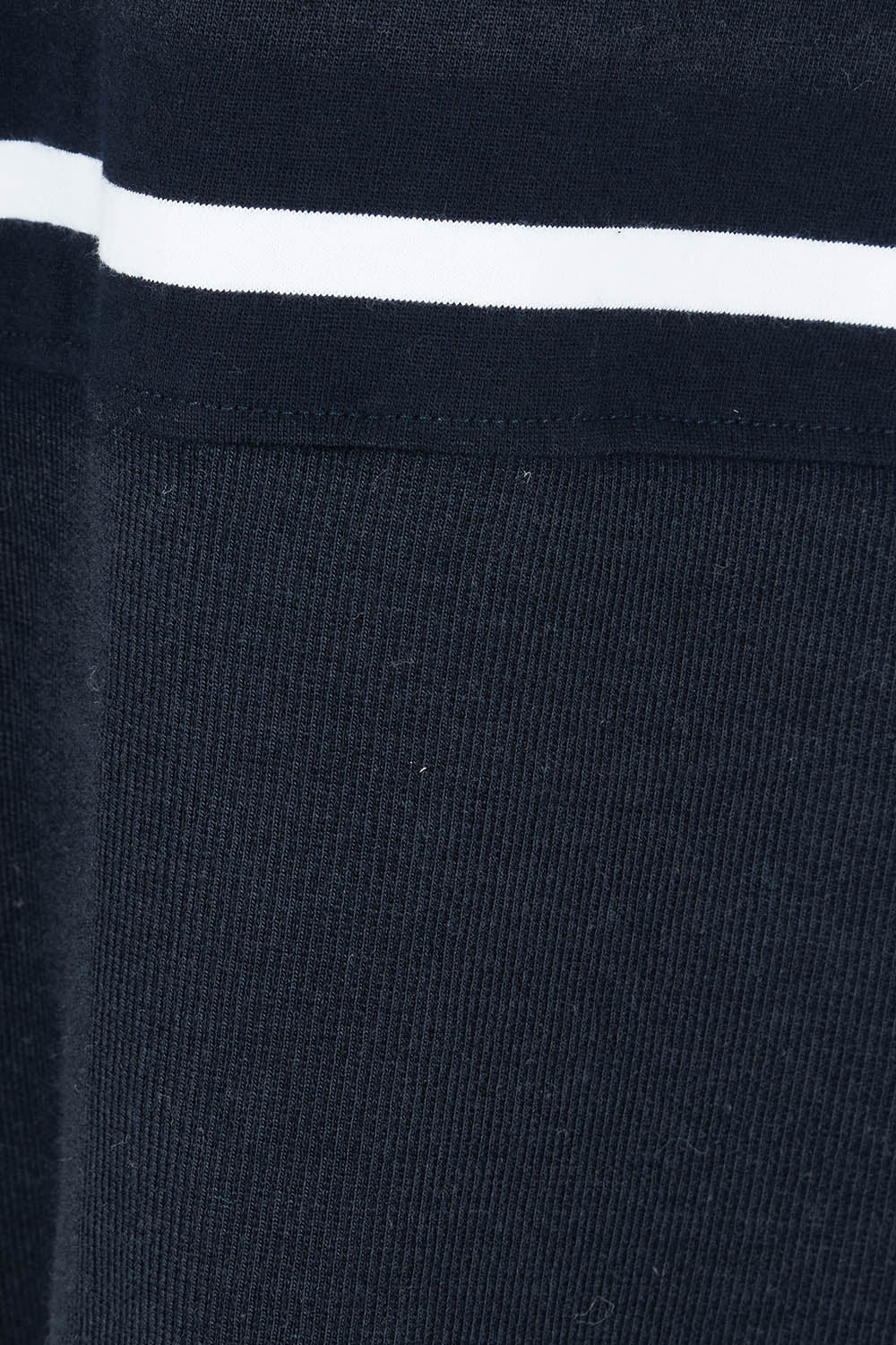 Product shot of the Fundamental Rib Stripe Cotton Tank in colour Navystripe (Blue), detail
