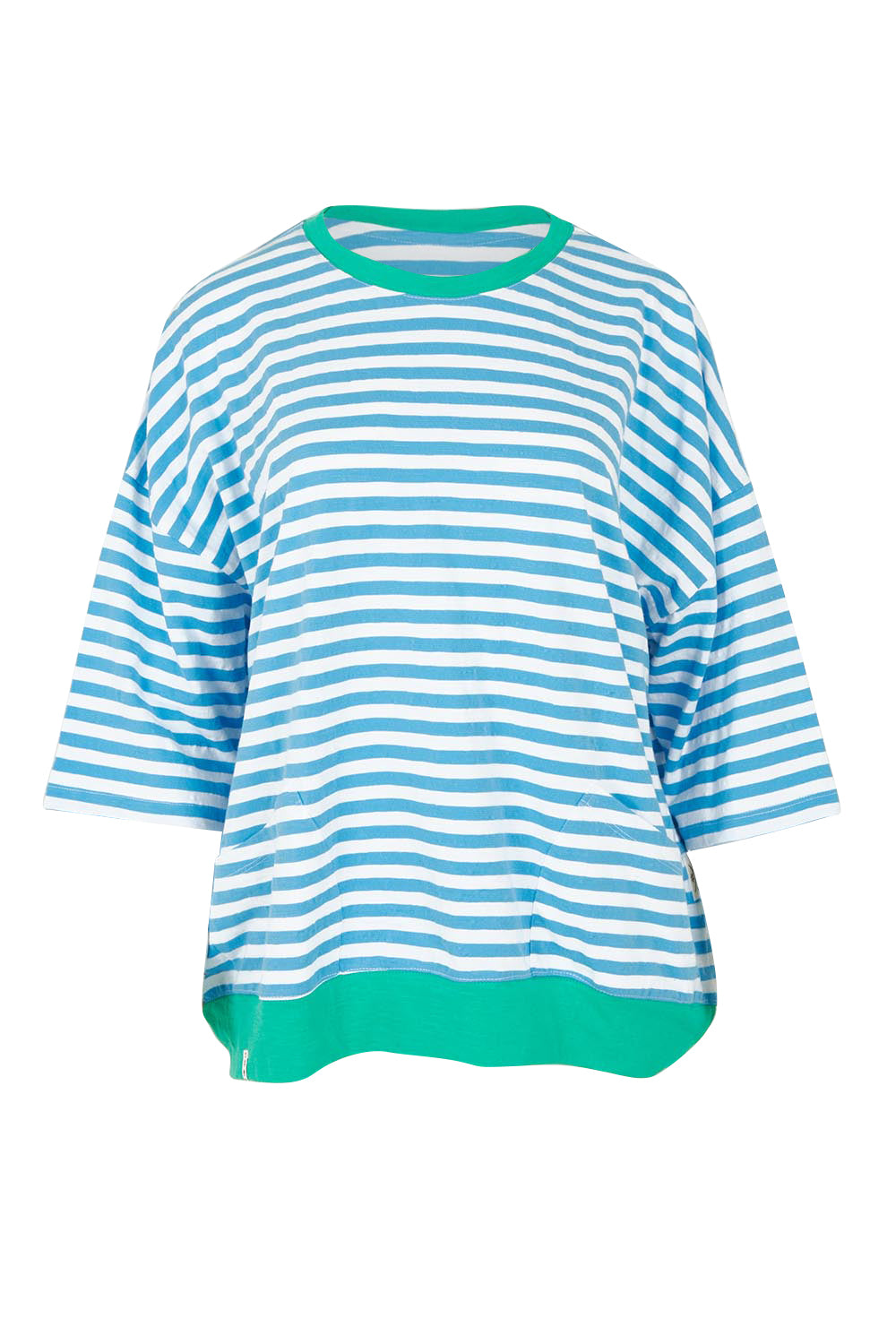 Product shot of the Fundamental Mazie Ringer Cotton Sweat in colour Azurewhite (Blue), from the front