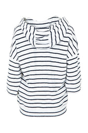 Product shot of the Fundamental Beachy Cotton Hoodie in colour Whitenavy (White), from the back