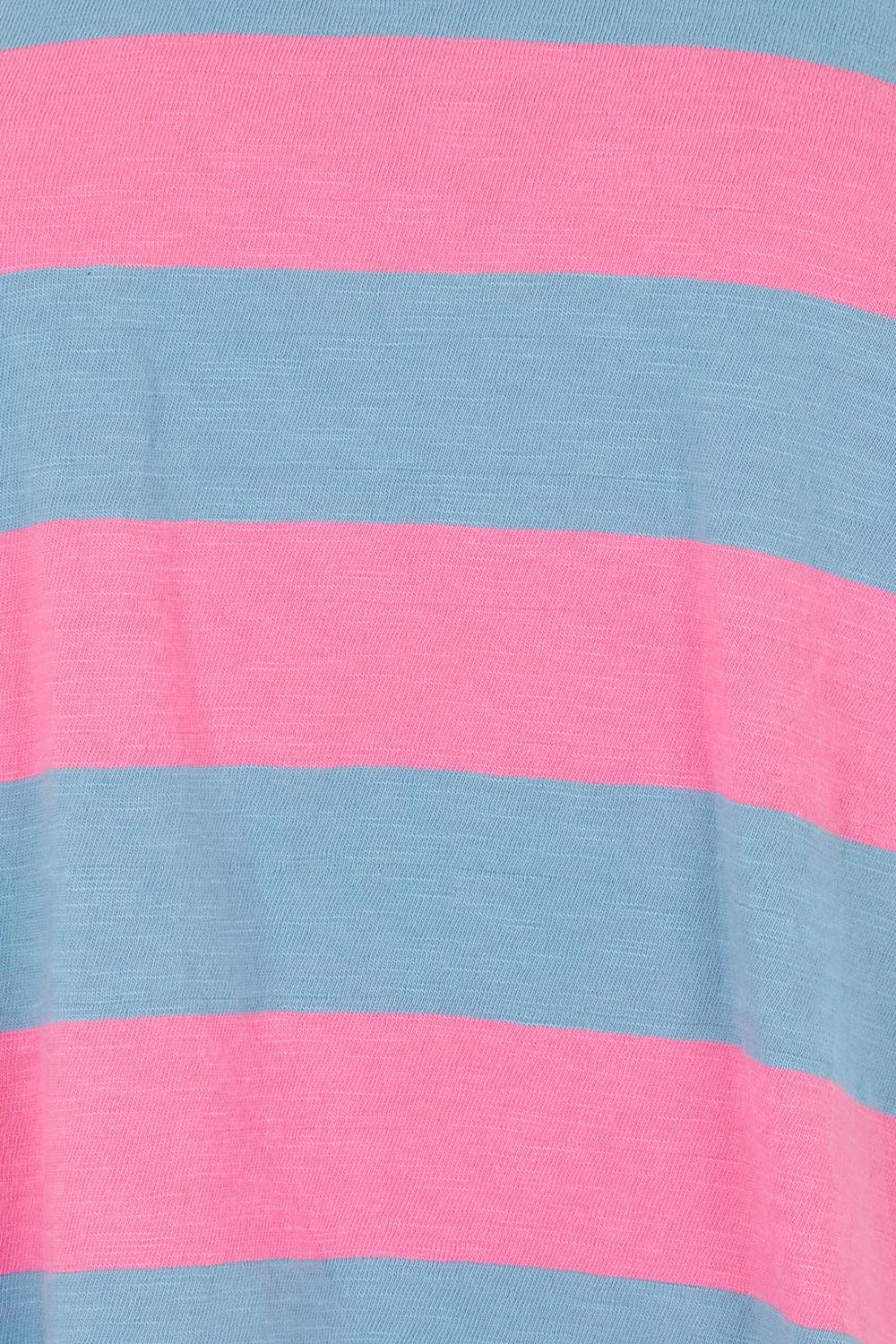Product shot of the Fundamental Spritz Stripe Ss Cotton Tee in colour Bluepink (Blue), detail