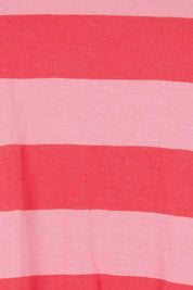 Product shot of the Fundamental Spritz Stripe Ss Cotton Tee in colour Cayennrose (Pink), detail
