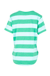 Product shot of the Fundamental Spritz Stripe Ss Cotton Tee – Greenbriar in colour Greenbriar, from the back