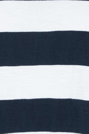 Product shot of the Fundamental Spritz Stripe Ss Cotton Tee in colour Navywhite (Blue), detail