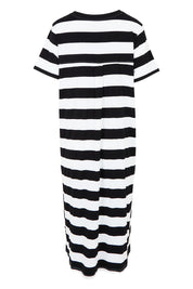Product shot of the Fundamental Adira Cotton Dress in colour Blackwhite (Black), from the back