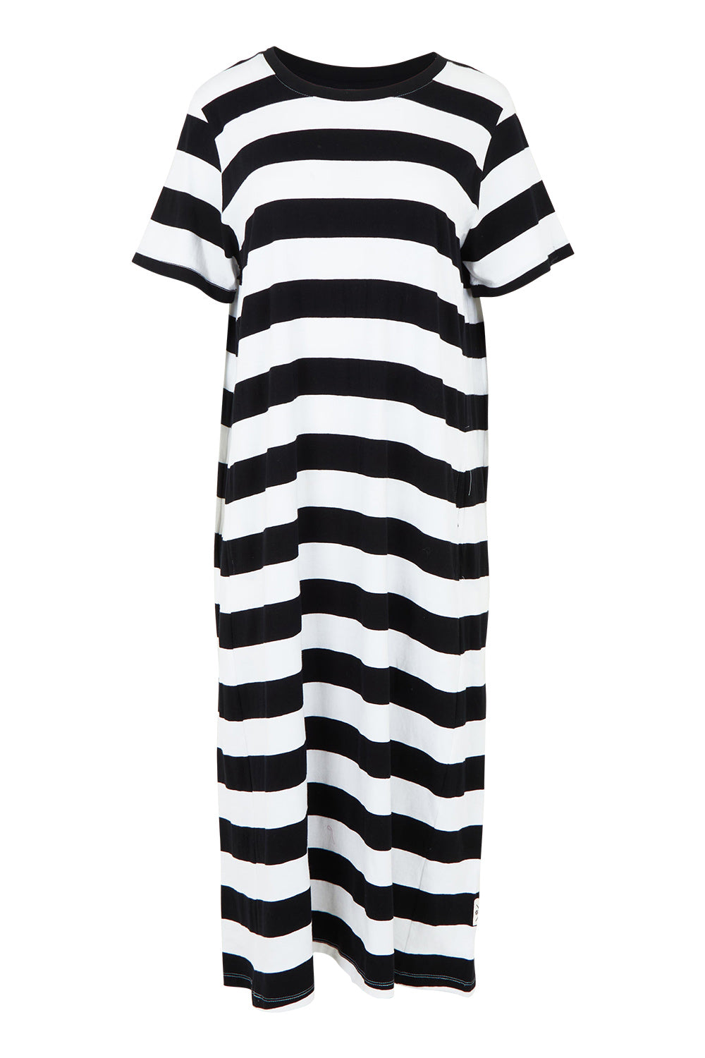 Product shot of the Fundamental Adira Cotton Dress in colour Blackwhite (Black), from the front
