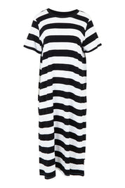 Product shot of the Fundamental Adira Cotton Dress in colour Blackwhite (Black), from the front