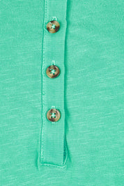 Product shot of the Fundamental Elysian Cotton Tank in colour Gumdrop (Green), detail