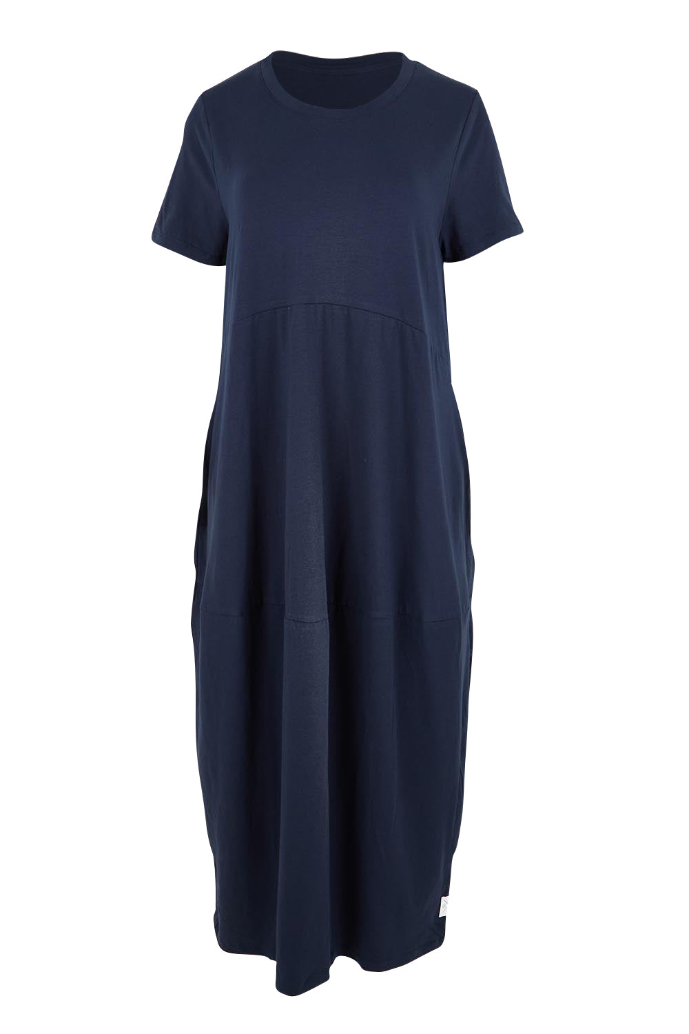 Product shot of the Fundamental Diana Cotton Tee Dress - Navy in colour Navy, from the front