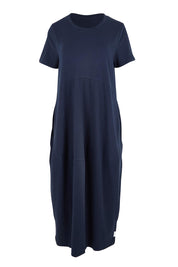Product shot of the Fundamental Diana Cotton Tee Dress - Navy in colour Navy, from the front