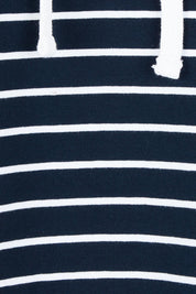 Product shot of the Fundamental Rhea Stripe Cotton Hoodie in colour Navystripe (Blue), detail