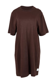Product shot of the Fundamental Mish Cotton Dress – Coffee in colour Coffee, from the front