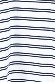 Product shot of the Fundamental Luna Ss Stripe Cotton Tee – Whitenavy in colour Whitenavy, showing detail