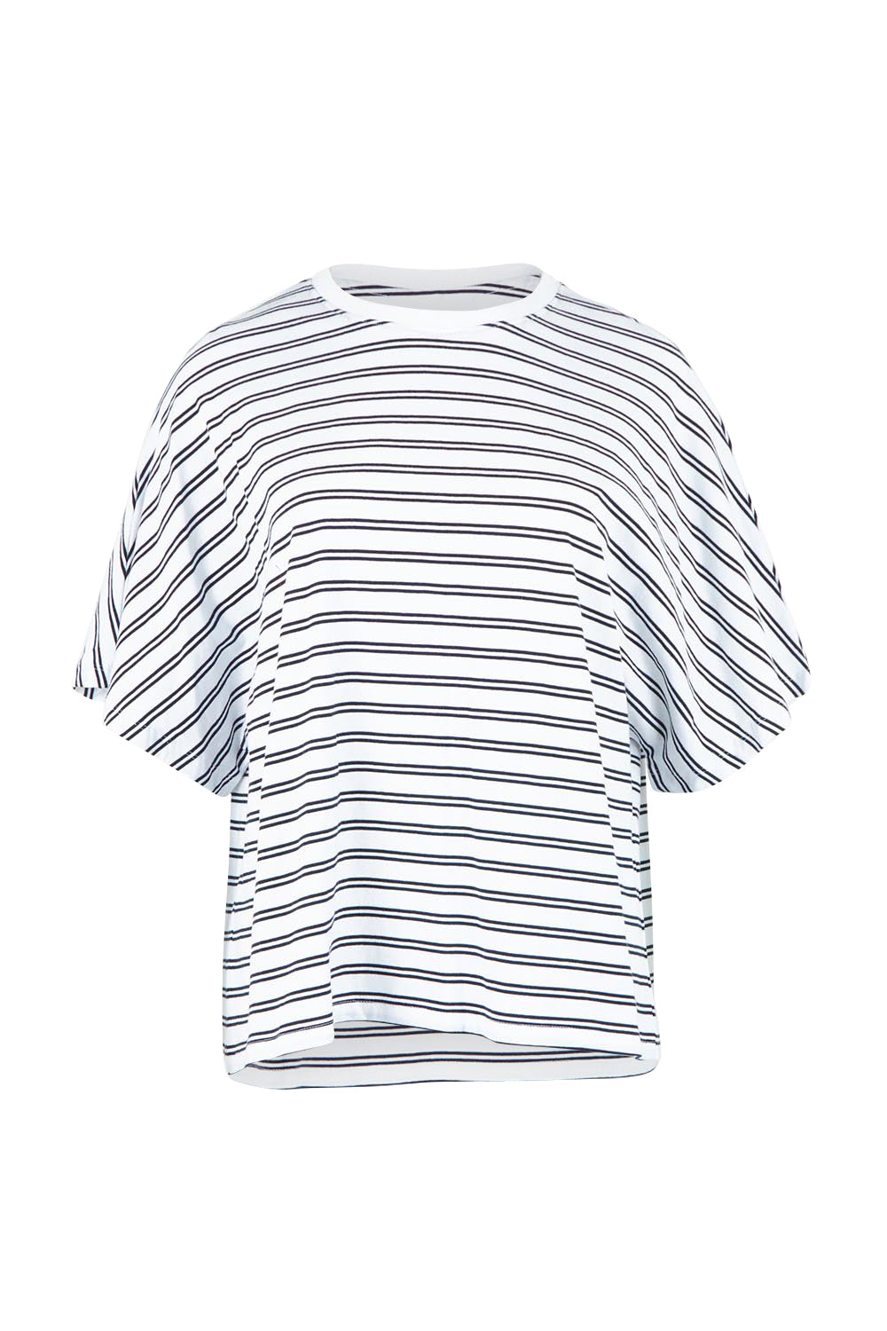 Product shot of the Fundamental Luna Ss Stripe Cotton Tee – Whitenavy in colour Whitenavy, from the front