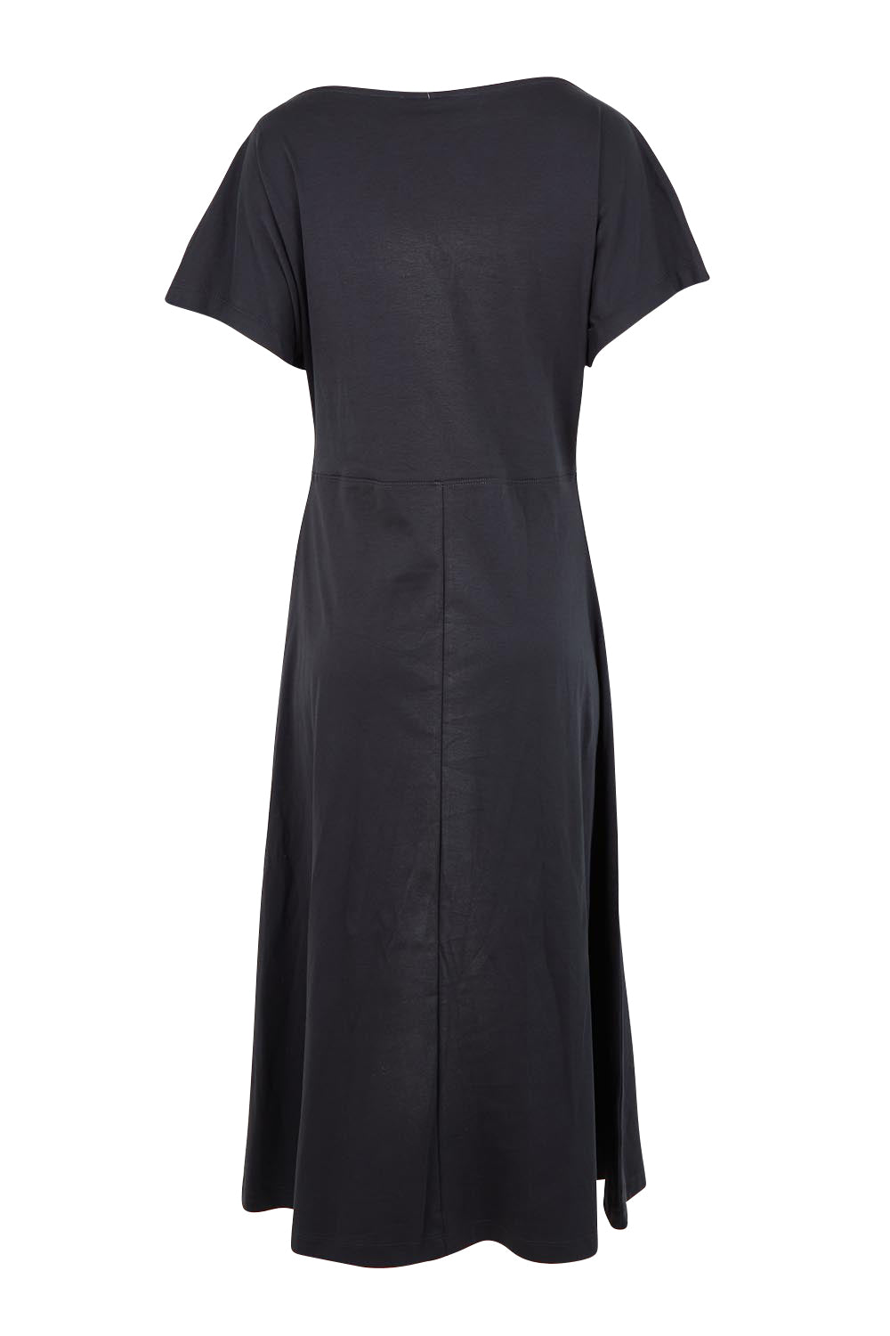 Product shot of the Fundamental Lottie Cotton Dress – Black in colour Black, from the back