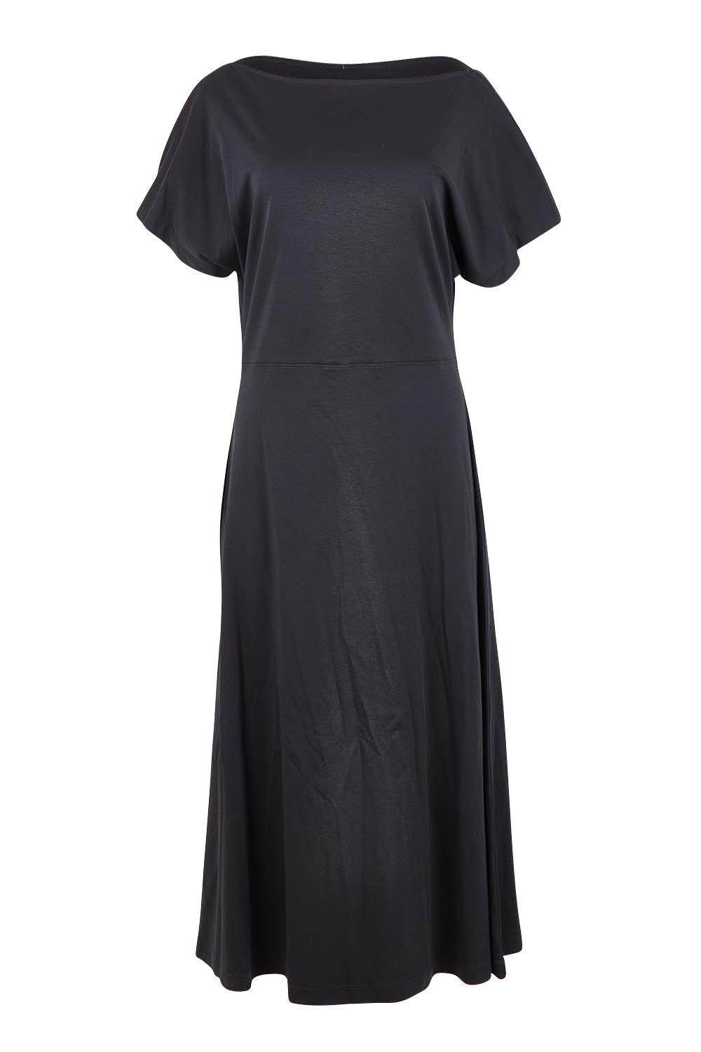 Product shot of the Fundamental Lottie Cotton Dress – Black in colour Black, from the front