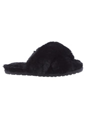 Product shot of the Mayberry Slipper Slide in colour Black (Black), from the front