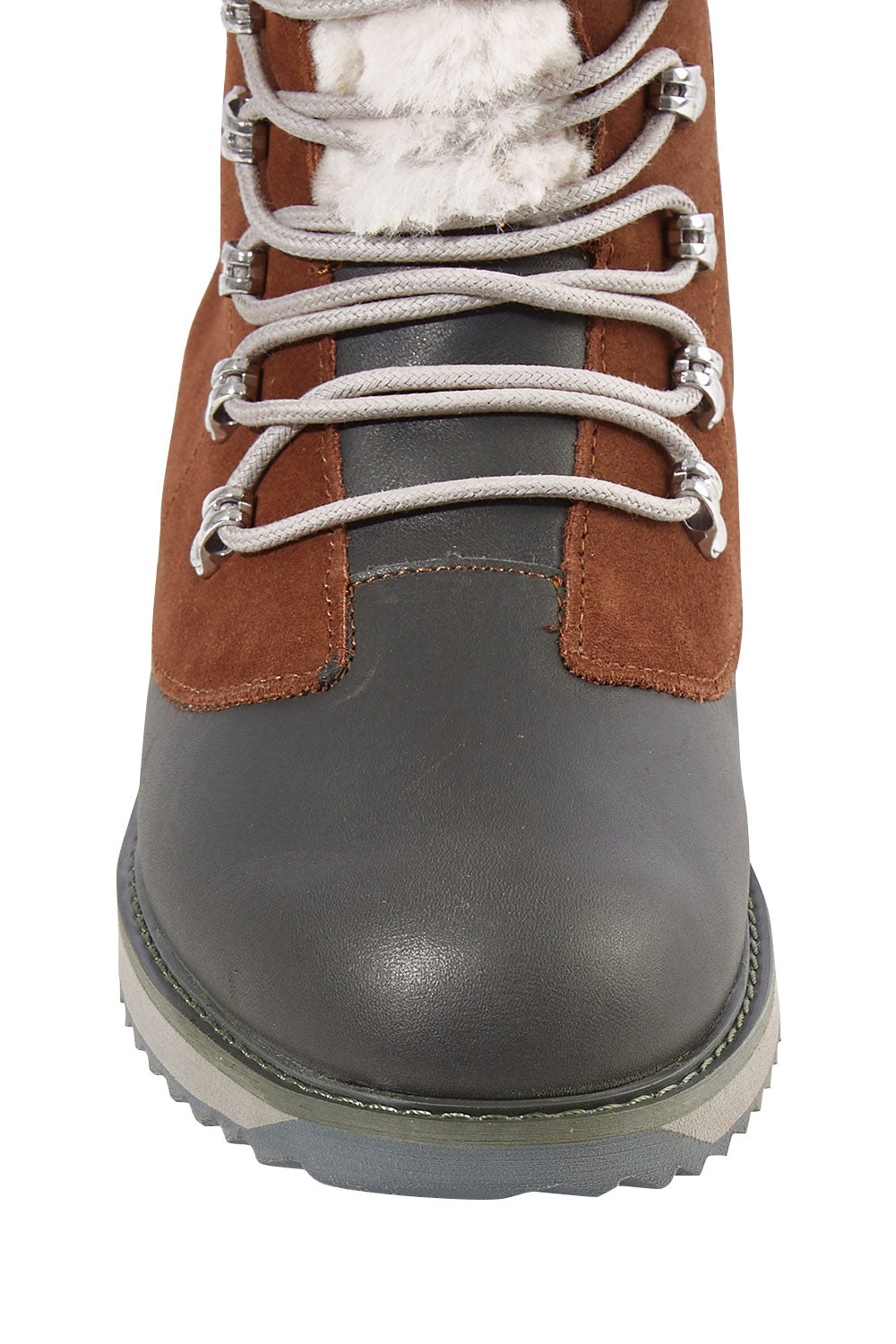 Product shot of the Orica Hi Waterproof Leather Boot in colour Oak, detail