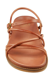 Product shot of the Carmina Leather Flat in colour Brandy, detail