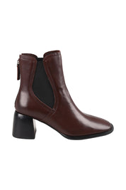 Product shot of the Charlie Leather Ankle Boot in colour Chestnut, from the front