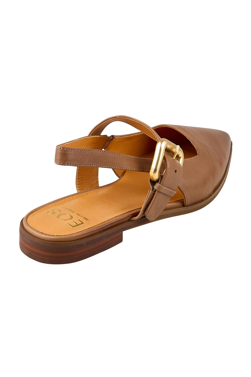 Product shot of the Goldie Flat - Pecan in colour Pecan, from the back
