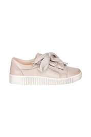 Product shot of the Jovi Leather Sneaker in colour Stone (Grey), from the front