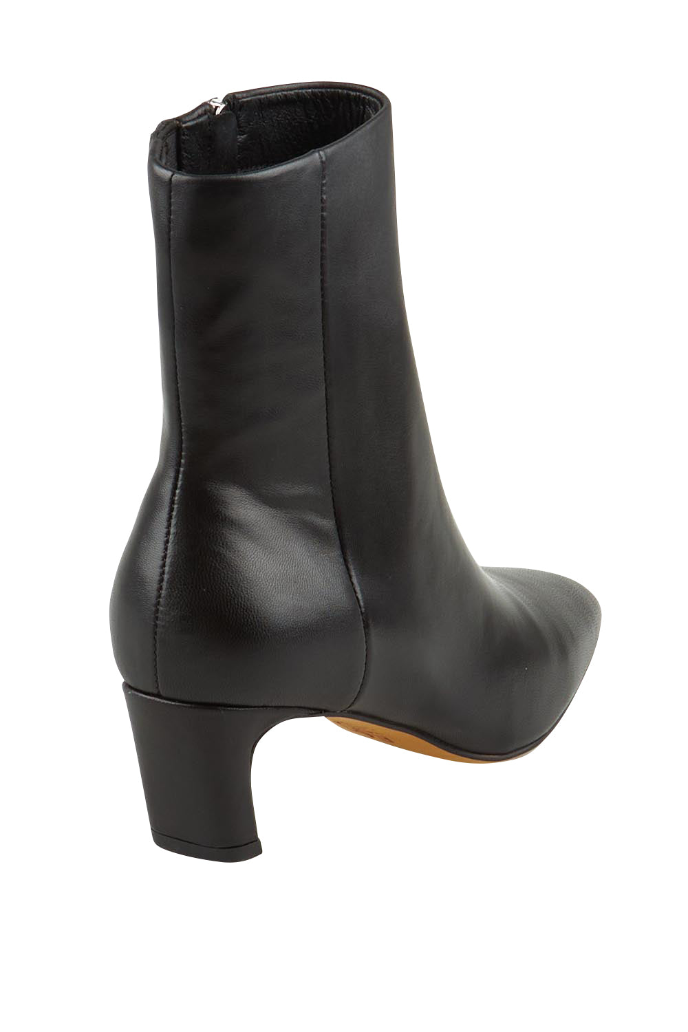 Product shot of the Kitan Leather Ankle Boot in colour Black (Black), from the back