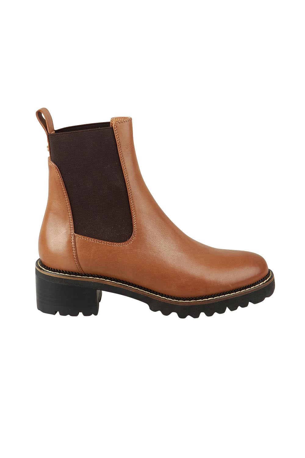 Linear Leather Ankle Pull On Boot - Pecan