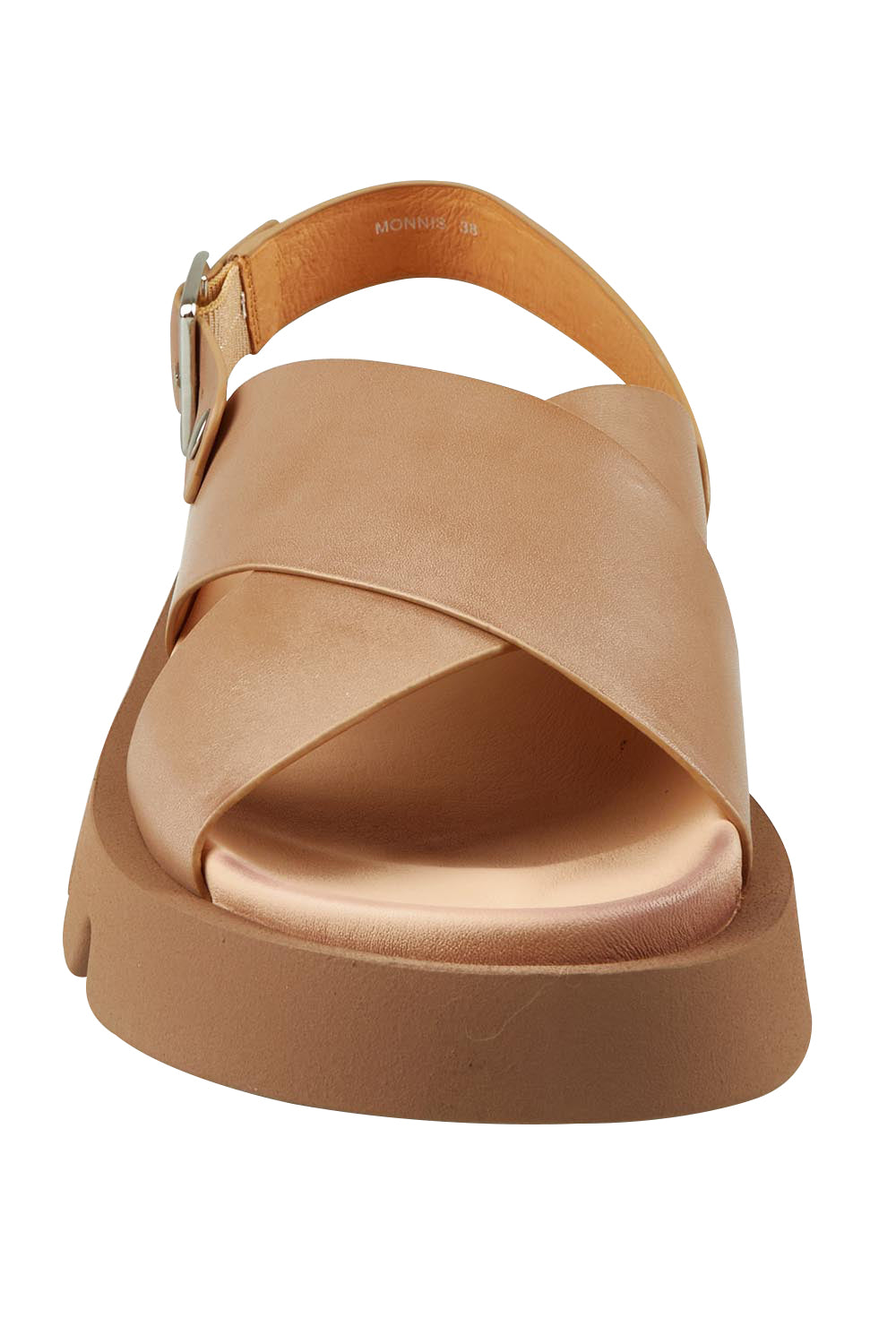 Product shot of the Monnis Leather Sandal in colour Taupe, detail