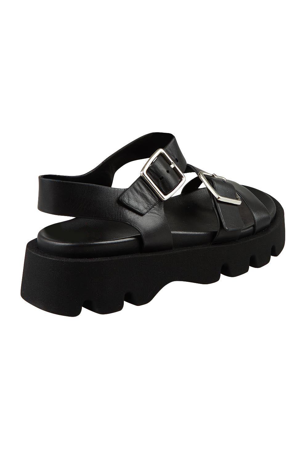 Product shot of the Monn Leather Sandal in colour Black (Black), from the back